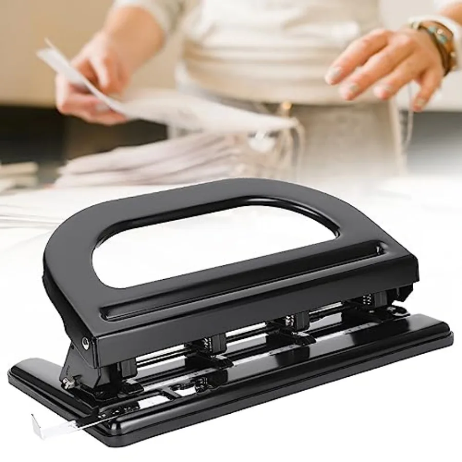 

4 Hole Paper Punch Heavy Duty Adjustable Manual Hole Puncher with Built-in Ruler for 30 Sheets Iron 4 Hole Punch Tool for Schoo