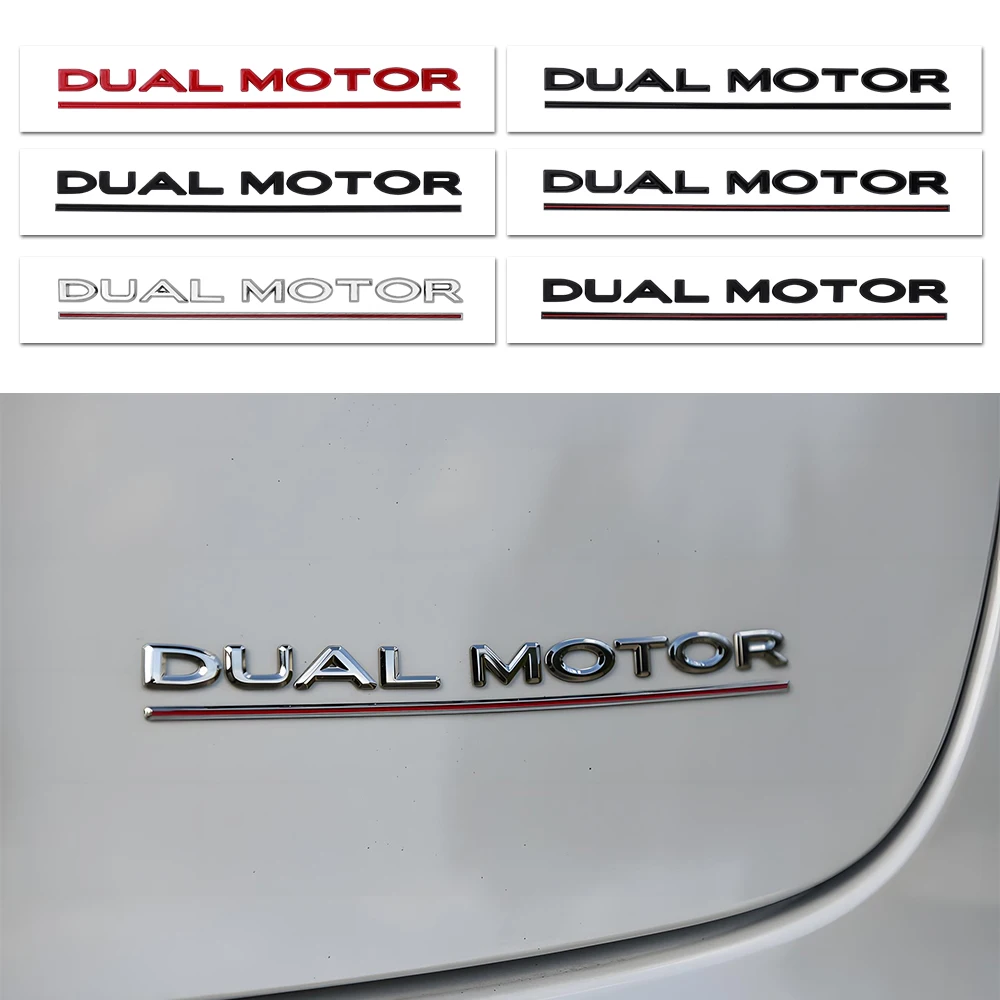 Auto Styling Decorative ABS Car Tailgate Letters Logo Rear Badge Decal Engine Cover Sticker For Tesla DUAL MOTOR Model 3 Model Y