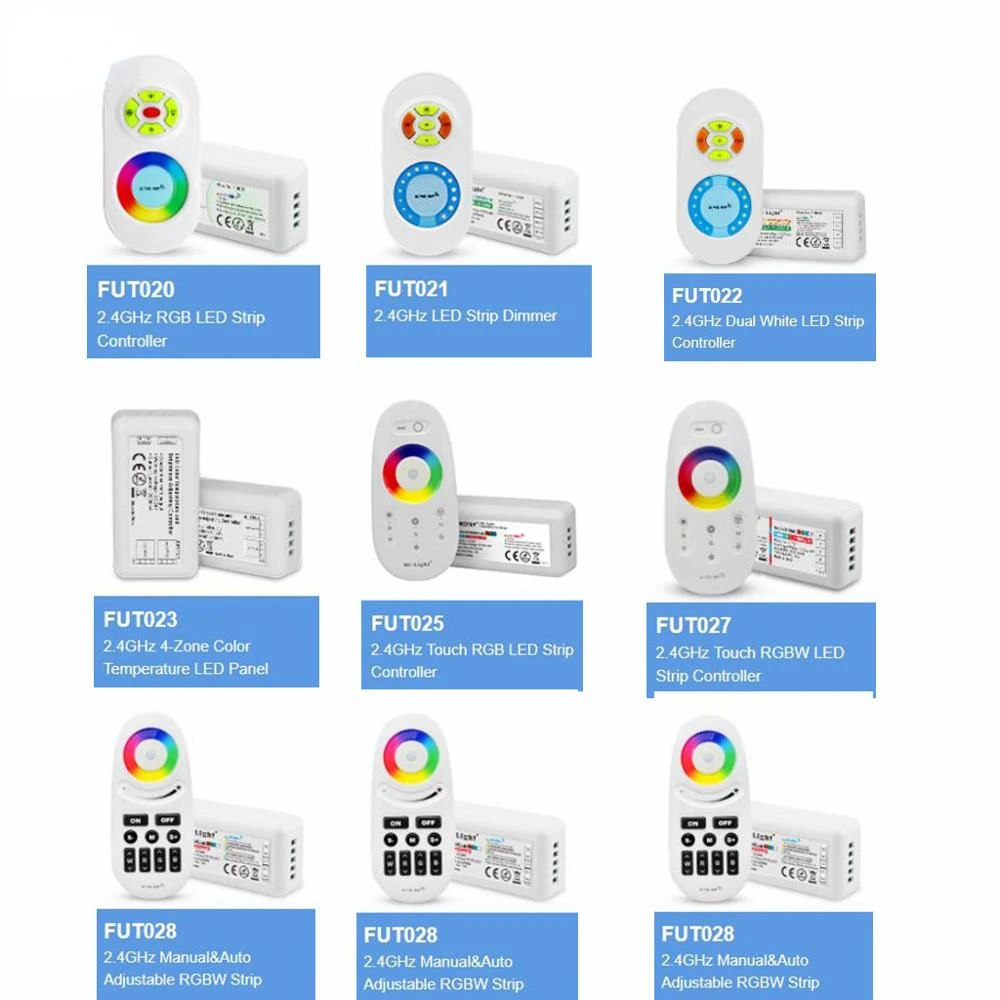 

MILIGHT FUT020 021 022 025 027 028 DC12-24V 2.4GHZ RGB RGBW LED Strip Controller Dual White single color strip LED Dimmer