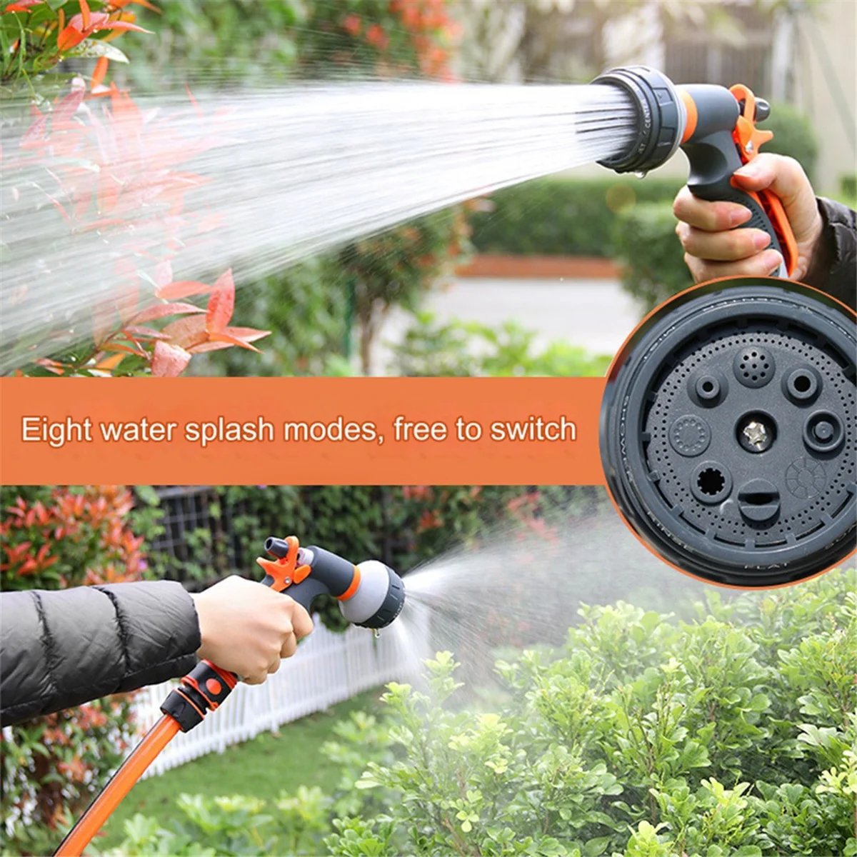 8 Patterns Spray Lawn Watering Multifunction Car Wash High Pressure Durable Hand-Held Tools Hose Sprinkle Nozzle Garden