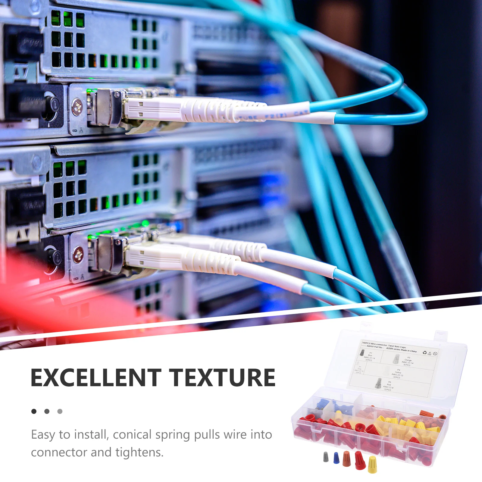 

160pcs Waterproof Electrical Wire Connectors Spring Insert Caps Flame Retardant Pvc Insulated 105℃ Car Marine
