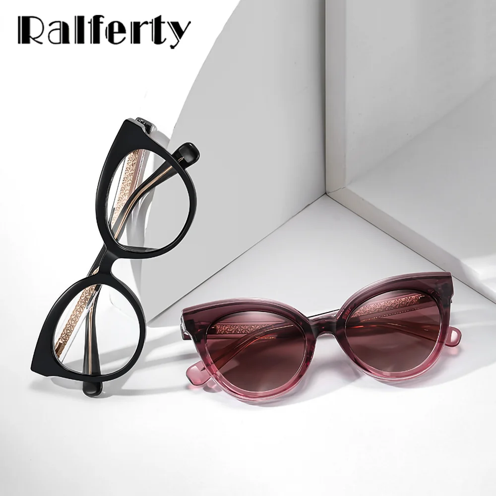 

2-in-1 Vintage Cat Eye Clip-On Sunglasses Women's UV400 Polarized Sunglass Luxury Snap-On Hinge Sunshield Retro Driving Shades