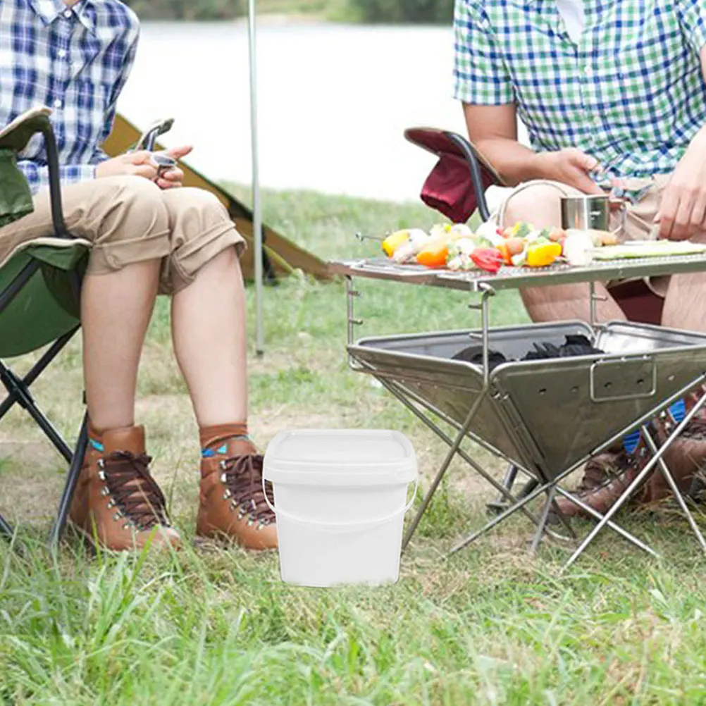

Square Plastic Water Bucket with Lid Portable Storage Container for Home Garden Kitchen Use Lightweight Strong Handle