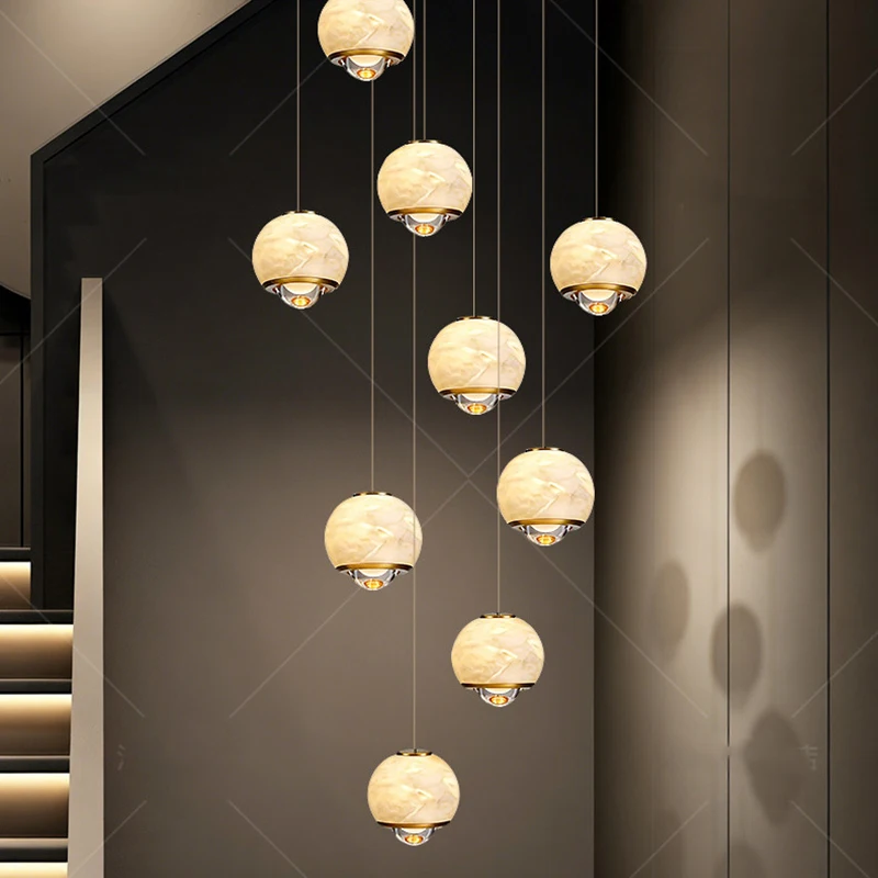 Nordic Home Light Luxury Decoration, Staircase Chandelier, Living Room and Dining Room Chandelier, Ceiling Light, Indoor Lightin