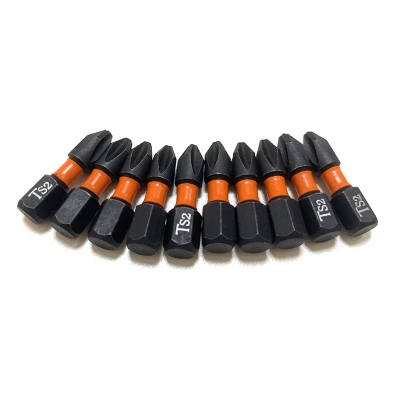 Juego puntas destornillador con cabeza cruzada para electricista, vástago hexagonal 1/4 pulgadas, 10 Uds.