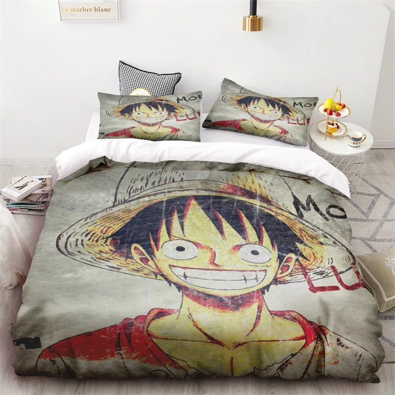 

Duvet Cover One Piece Monkey D. Luffy Cartoon Anime Cute Print Three-piece Set One Duvet Cover Two Pillowcases Breathable Gift