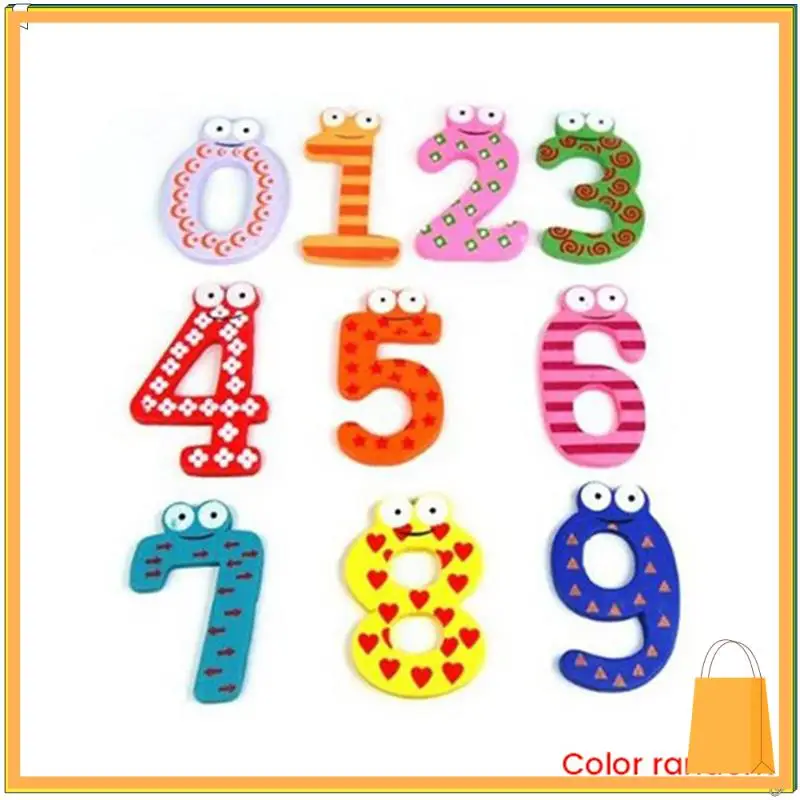 L52A-3X Funky Fun Colorful Magnetic Numbers Wooden Fridge Magnets Kids Educational Toys