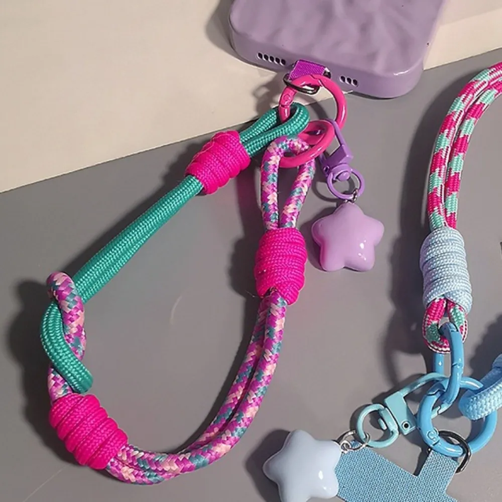 

Star Keychain Woven Phone Strap Detachable Braid Mobile Phone Lanyard Short Colorful Mobile Phone Charm Phone Case Hanging
