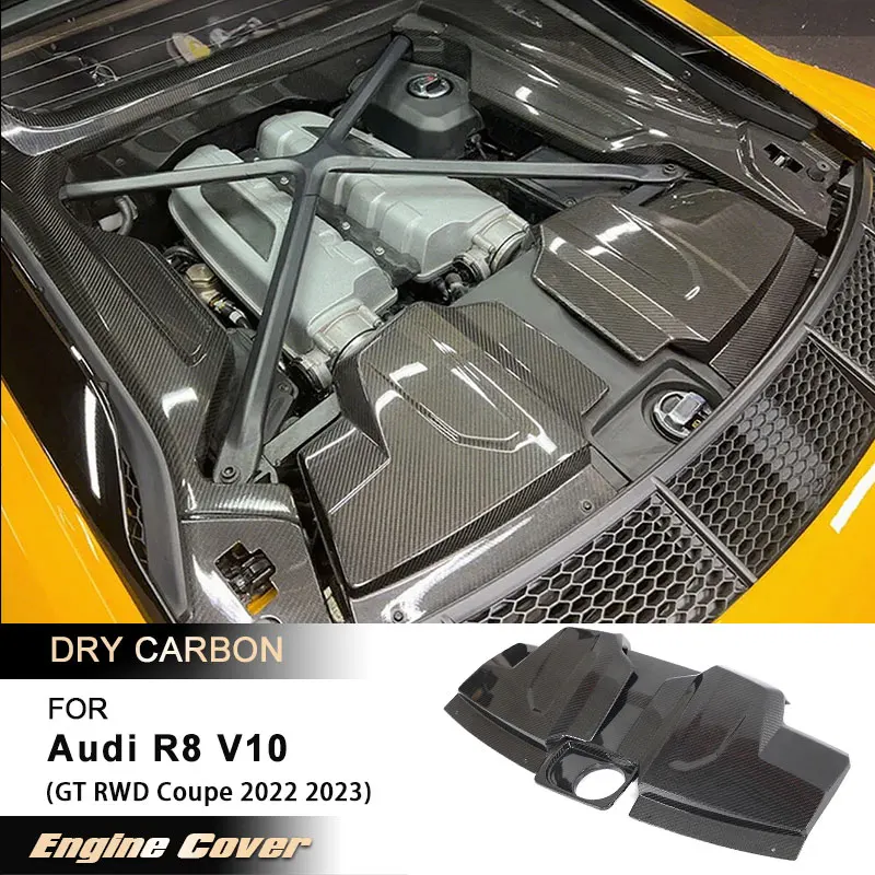 

Car Engine Bay Panel for Audi R8 V10 GT RWD Coupe 2022 2023 Replacement Engine Cover Trims Inside Body Kits Prepreg Dry Carbon