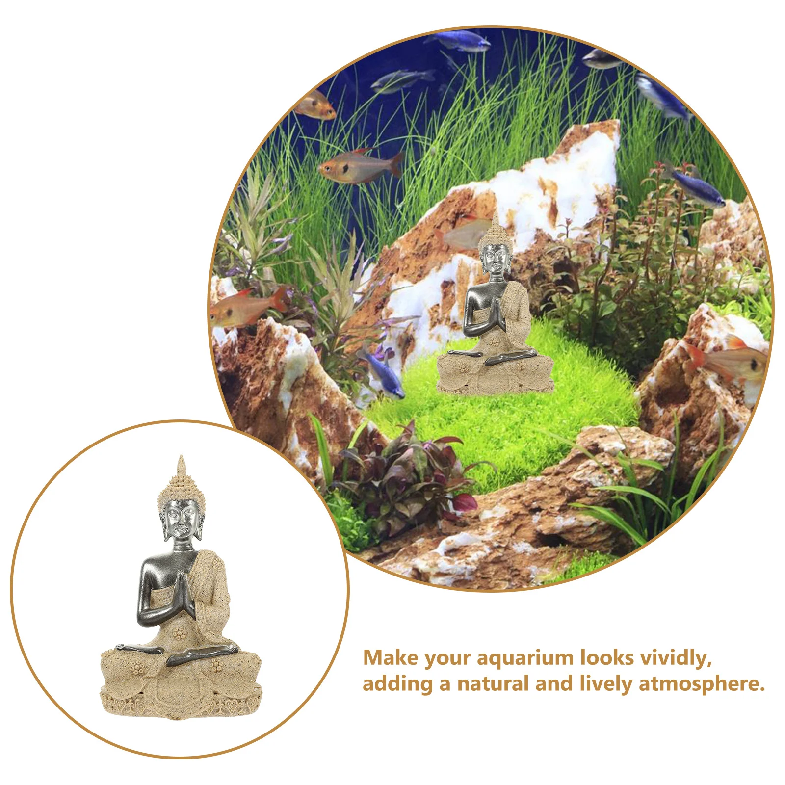 

Resin Sitting Buddha Aquarium Craft Zen Style Statue Fish Tank Decor Resin Buddha Ornament Buddah Statue for Home