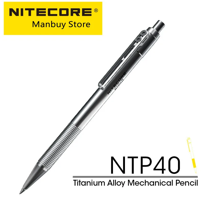 2024 SALE Nitecore NTP40 CNC Titanium Alloy Mechanical Pen Cartoon Sketching Writing Drawing Selfdefense EDC 0.5mm Refill Pencil