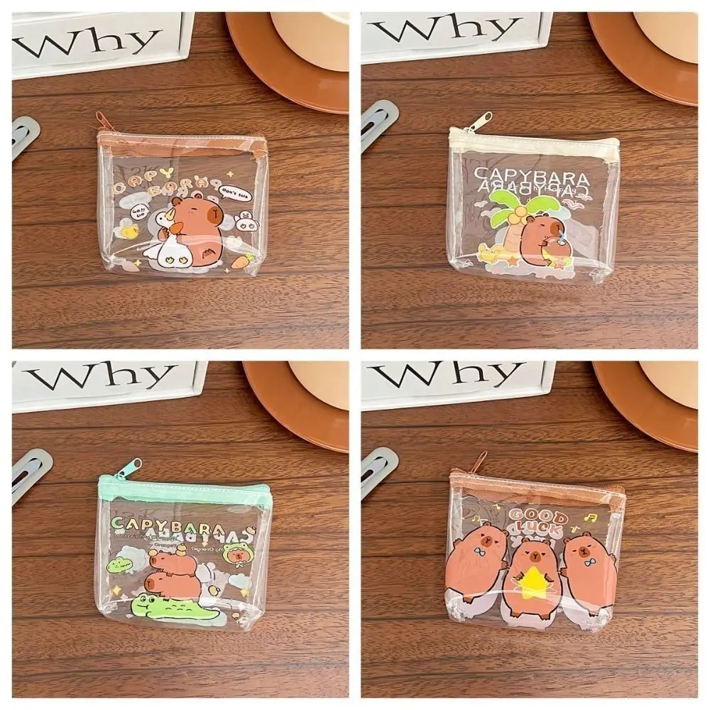 Fashion PVC Coin Purse Wallet Mini Transparent Capibara Lipstick Bag Waterproof Wallet