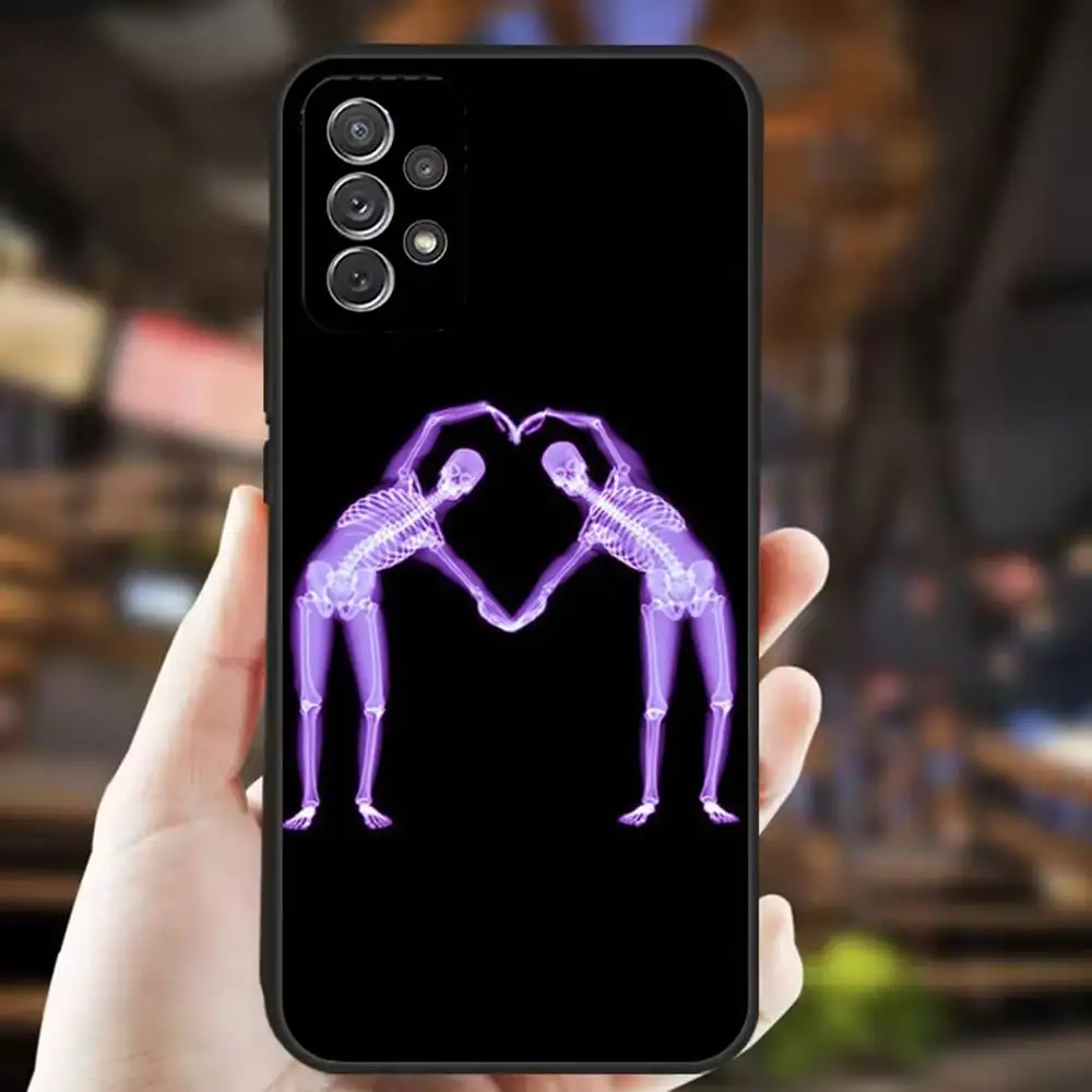 حافظة هاتف X-RAY هيكل عظمي شعاعي لهاتف سامسونج S25، S24، S21، S22، S23، S30، Ultra، S20، Plus، Fe، Lite، Note، 10,9,5G غطاء أسود