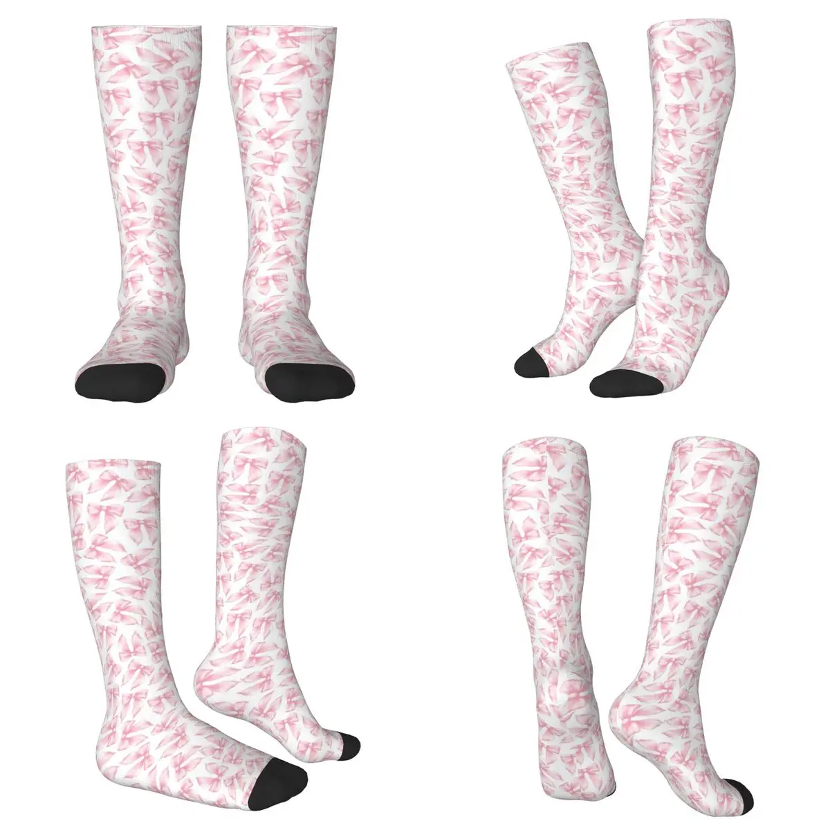 

All Seasons Cochuette Pink Bow Bliss-pattern Socks Harajuku Sport Middle Tube Socks Soft Hip Hop Stockings for Men Women
