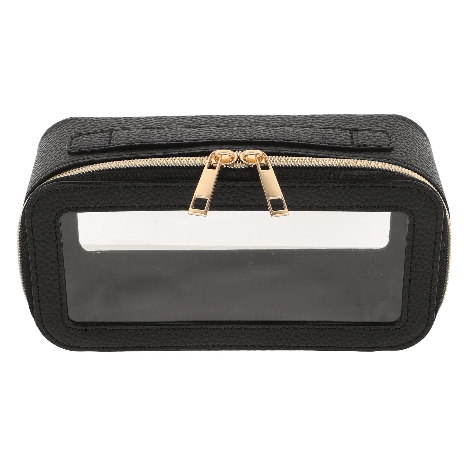 

Clear PVC Makeup Bag PU Waterproof Zipper Travel Brush Holder Toiletry Organizer Large Capacity Lightweight Portable