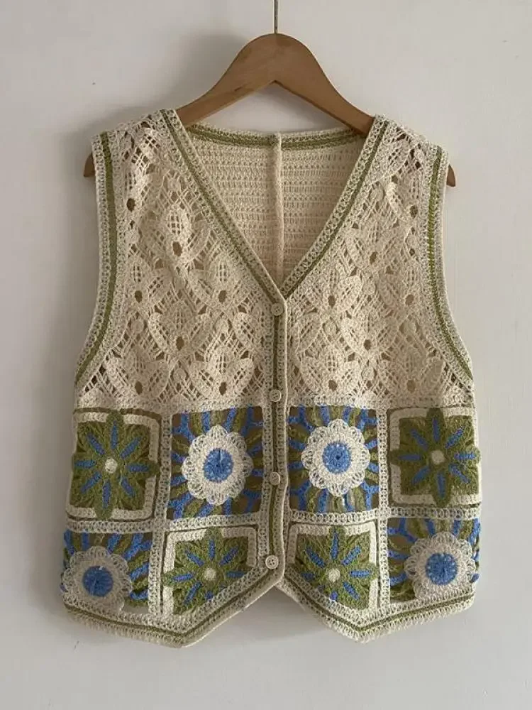 

Женский однобортный жилет с v-образным вырезом, летняя зеленая, фиолетовая, с цветочным узором, в стиле пэчворк, элегантная майка без рукавов в стиле бохо