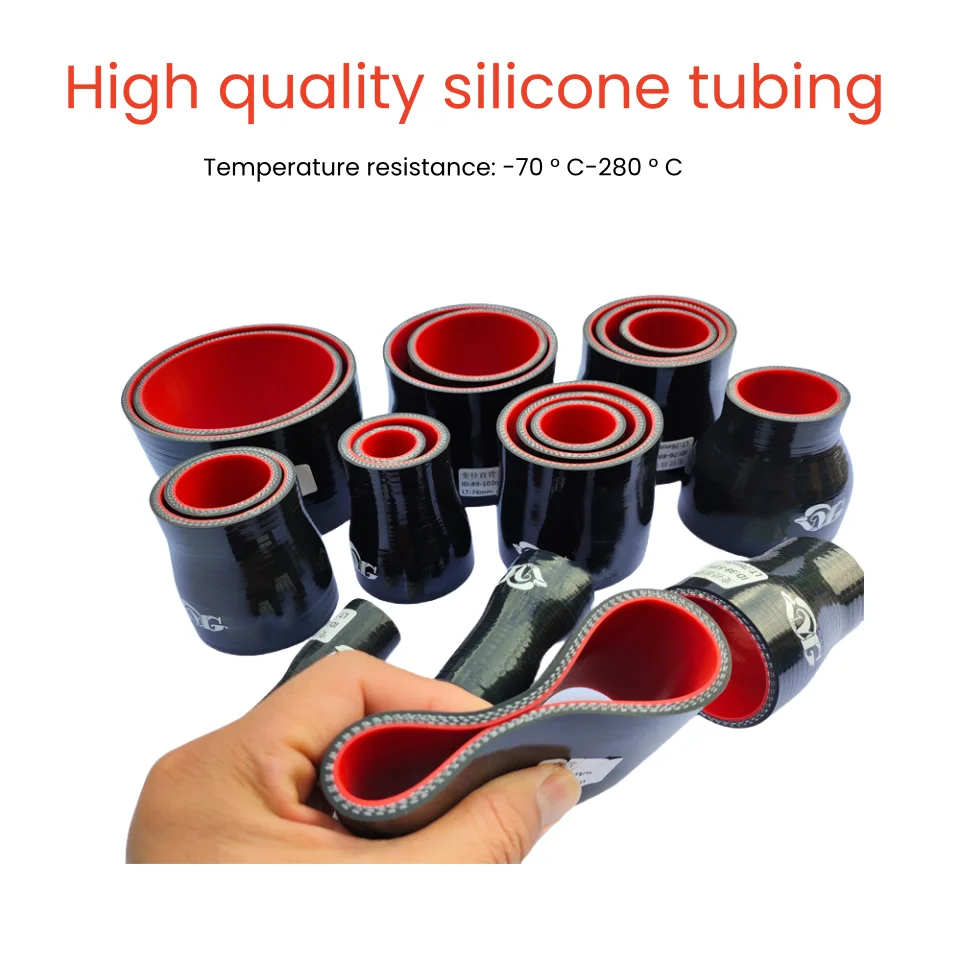 

Silicone Tubing Hose Straight Big To Small Connector Car Intercooler Turbo Intake Pipe Coupler Black51-57 63-70 76-83 Multi Size