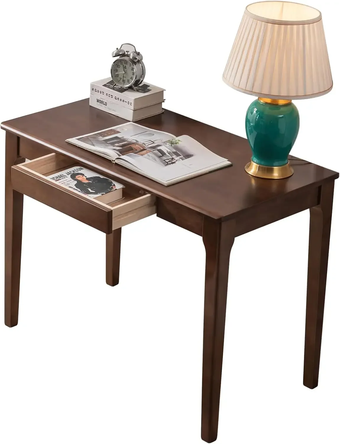 Solid Wood Desk, Gaming Study Home Office Desks for Work, Student PC Desk for Bedroom, Small Computer Desk for Small Spaces, Eas