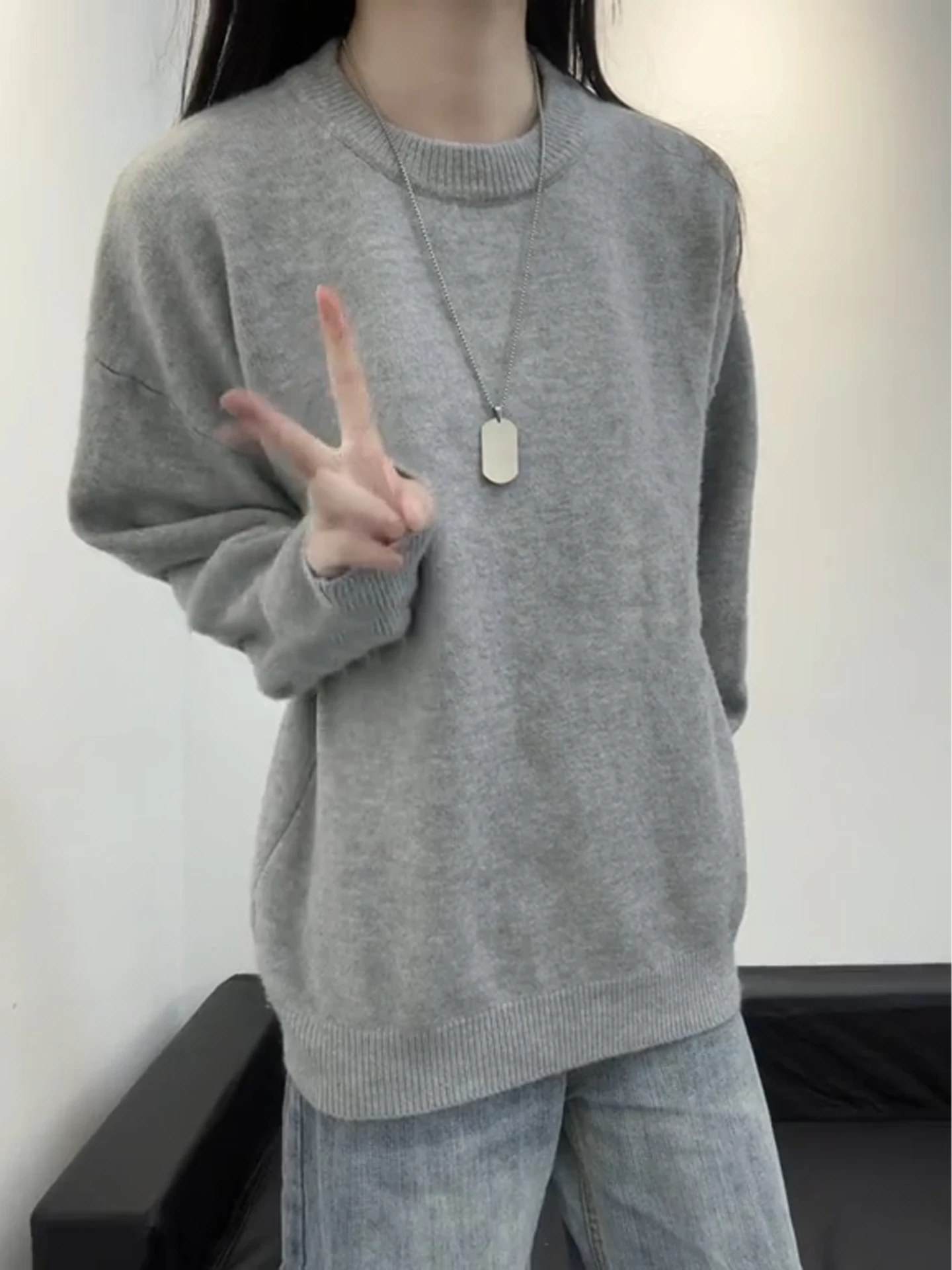 

Мужской вязаный свитер Light ey round Ne Knitwear для осени и зимы, базовый слой, повседневная мода