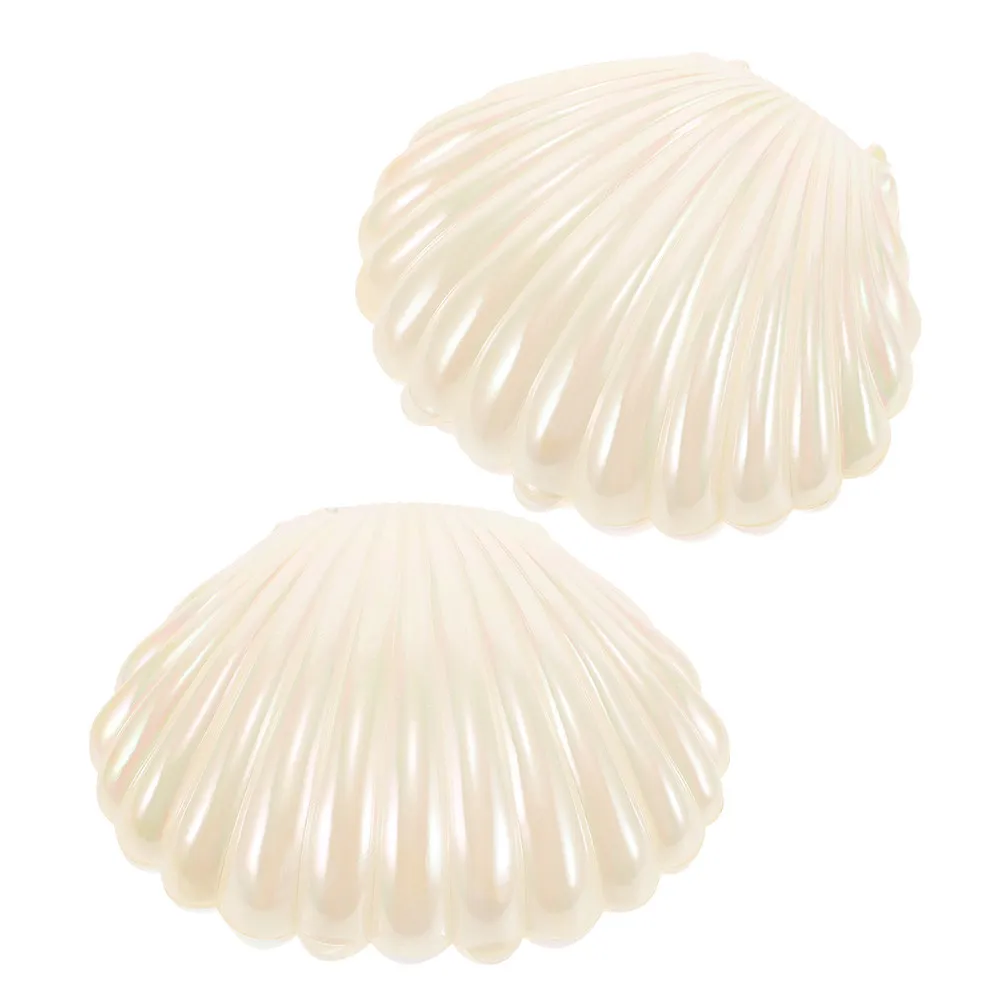 2Pcs Shell Jewelry Box Set Seashell Jewelry Tray Ring Dish Earring Organizer Desktop Display Decor Home Vanity Decor Sea Theme