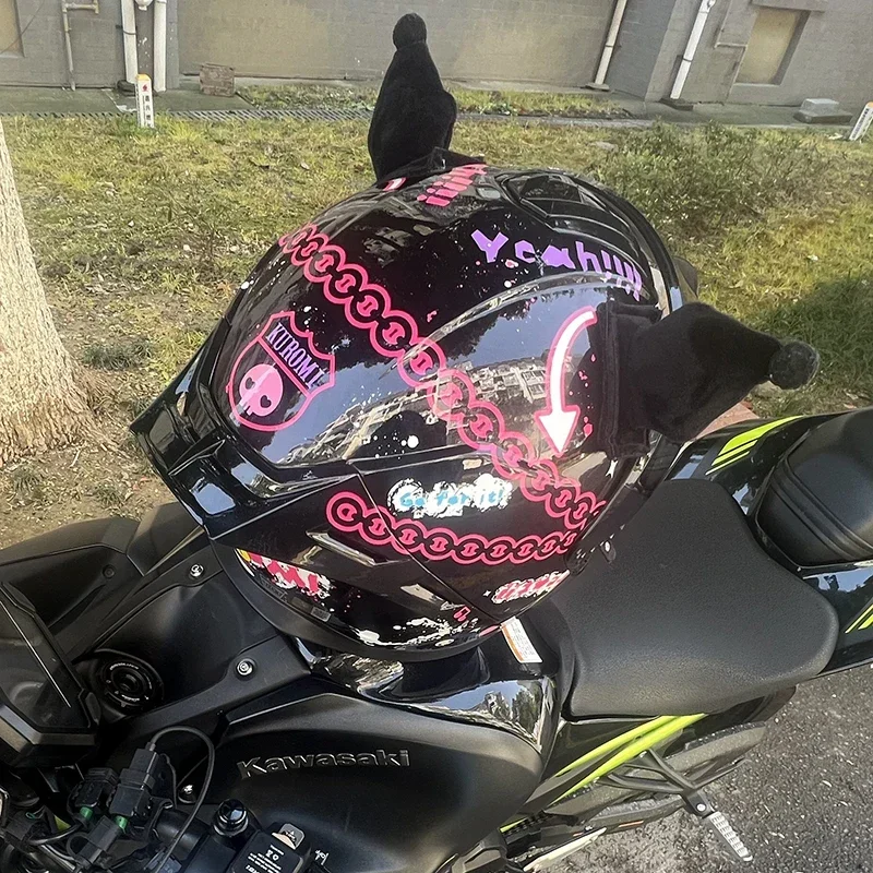 Sanrio Genuine Kuromi Helmet Full Face Racing Helmets Offroad Motorcycle Helmet Motorbike Cool Helmets Children'S Surprise Gift