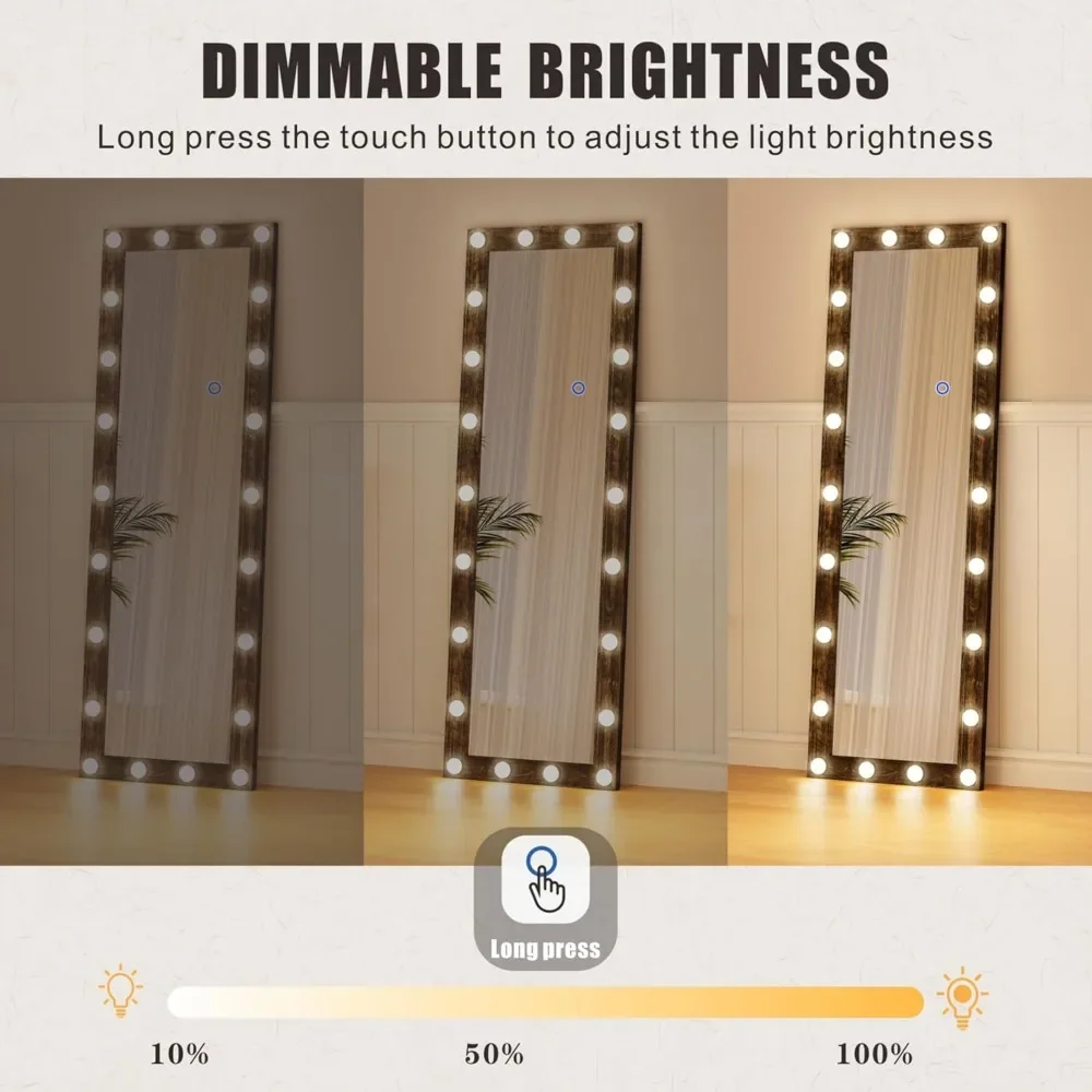 Espelho de comprimento total com luzes led, espelho de corpo inteiro de  piso hollywood vintage com suporte, espelhos altos e grandes de tamanho  antigo / Móveis para casa, image size:1000x1000