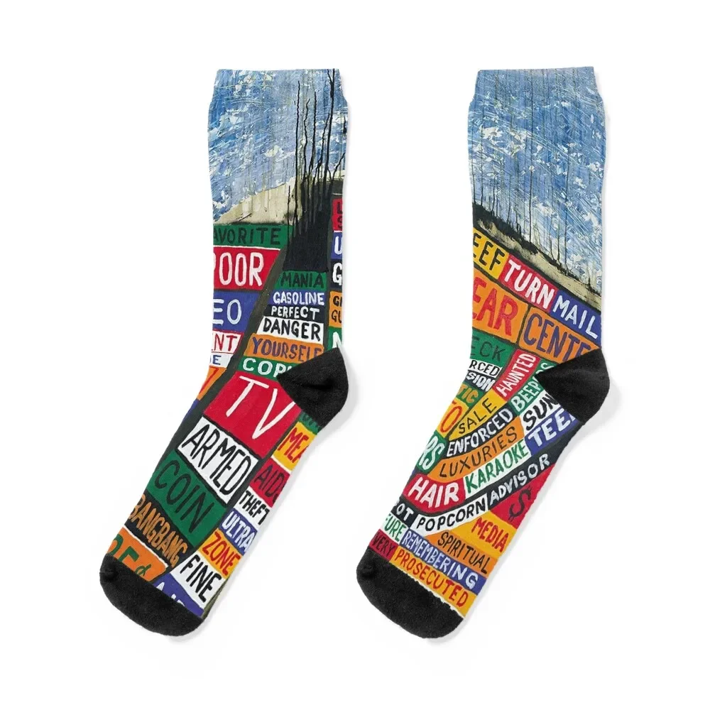 

Ok Computer In Rainbows Amnesic Kid A Limbo Socks hiphop bright garter funny sock japanese fashion Socks Woman Men's