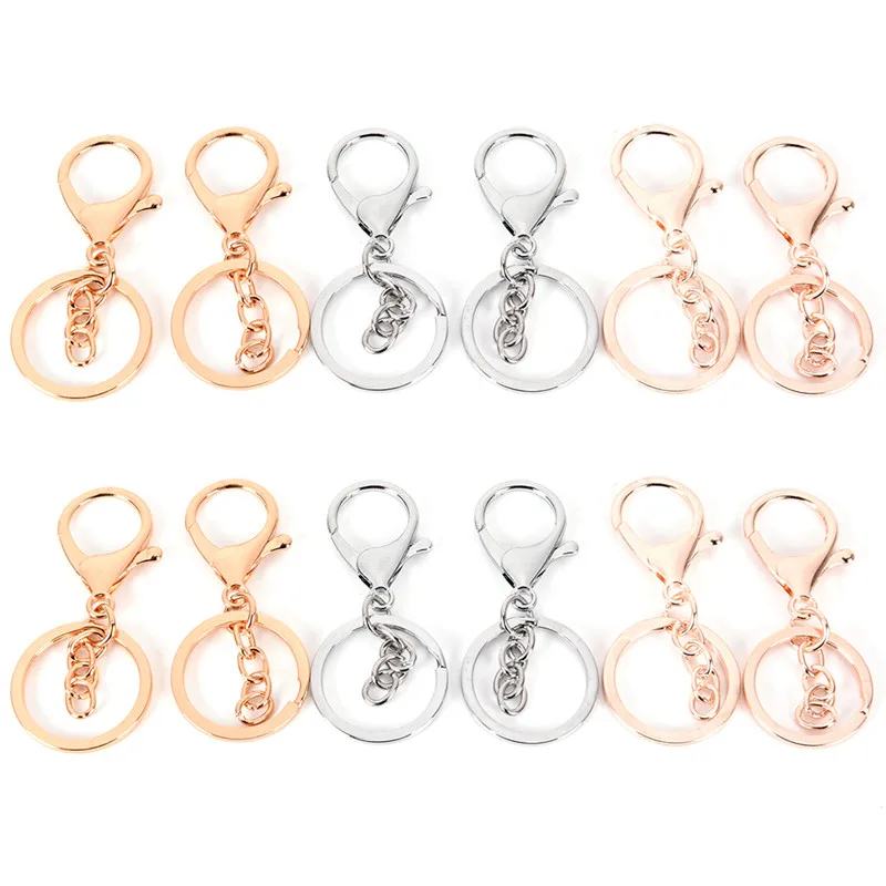 10 Pieces Key Chain Key Ring Jewelry Accessories Gold Silver Plated Lobster Chain Key Ring Making Supplies