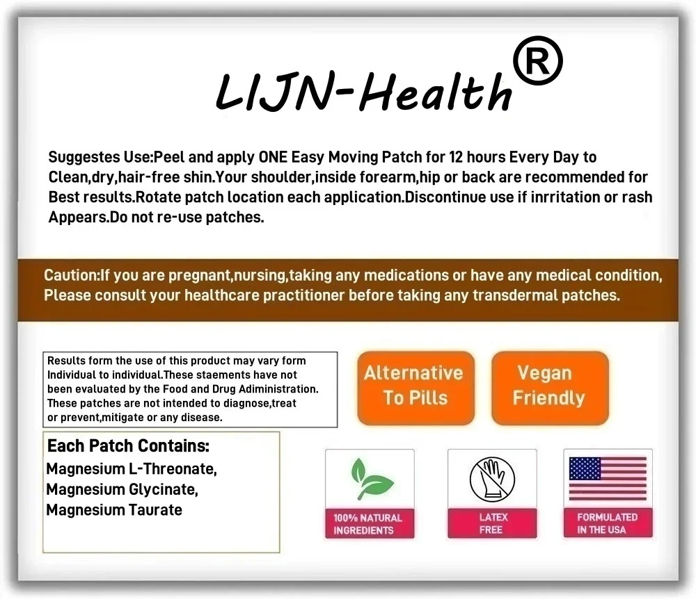 30 Patches Magnesiumkomplex Transdermal Patches Magnesium L-Threonat Glycinat Taurate für Gedächtnis- und Gehirngesundheit