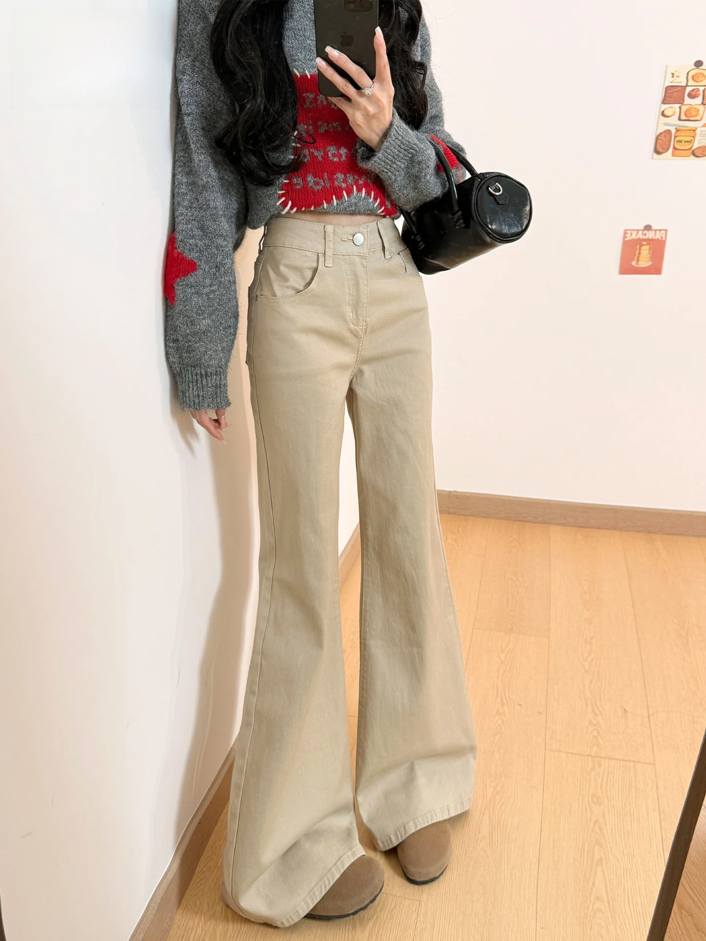 

Retro Slim Fit Bell Bottom Denim Jeans Women's Summer Small Size Slimming Hoof Jeans High Waist American Style Casual