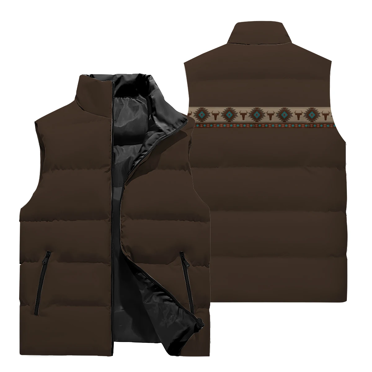 2024 Autumn/Winter Waistcoat Beautiful Printed Pattern Popular Color Matching Men's Jacket 3D Printed Winter Warm Trend