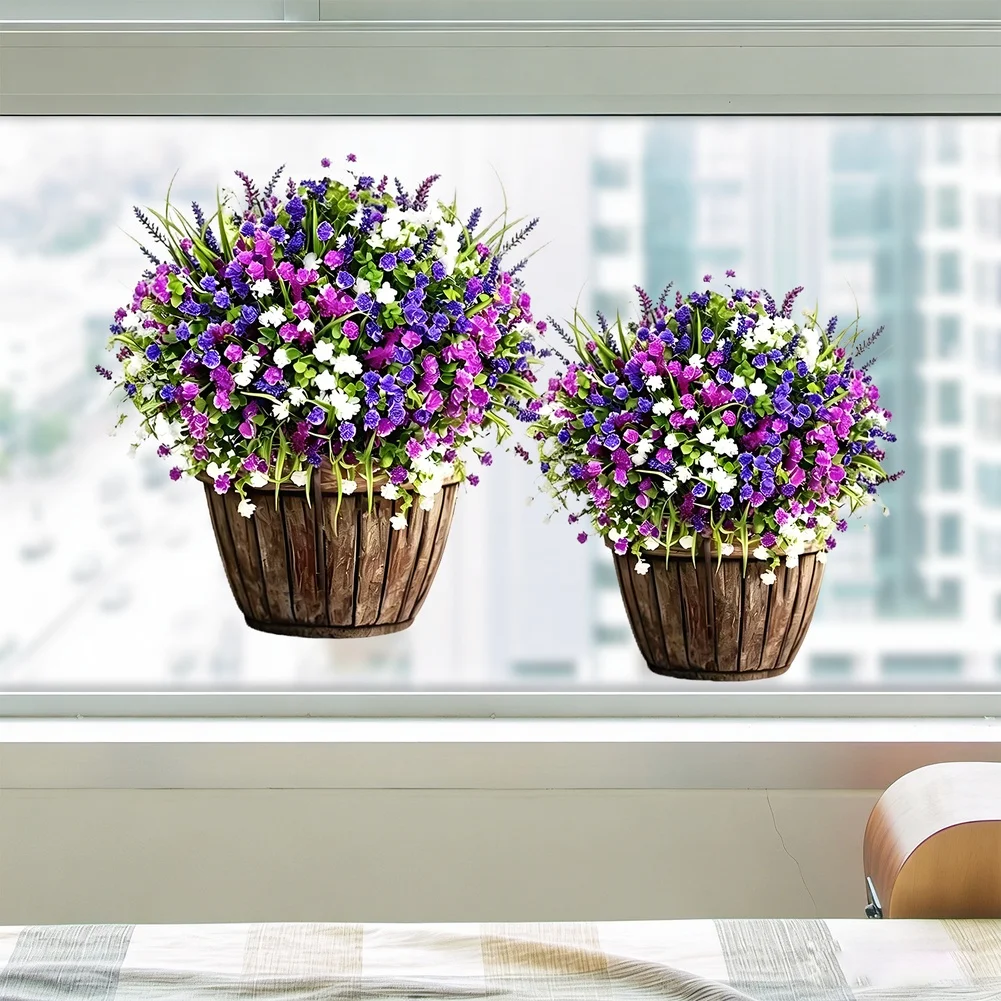 Lavender Bouquet PVC for static Cling Sticker for Windows and Glass Doors Compatible with Clean Smooth Non-Porous Materials