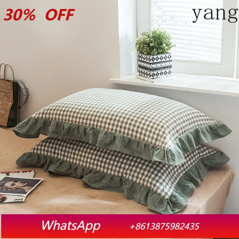 

LTT washed cotton pure cotton pillowcase pair of cotton lace pillowcase