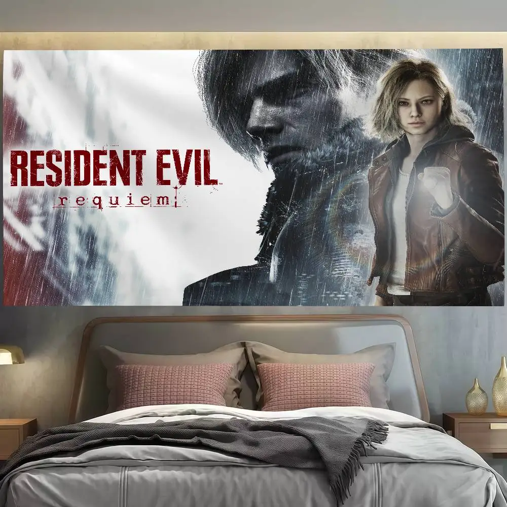 

R-Resident Evil Game R-Requiem Leon Flag Decoration Outdoor Picnic Party Home Camping Party Art Hanging Banner