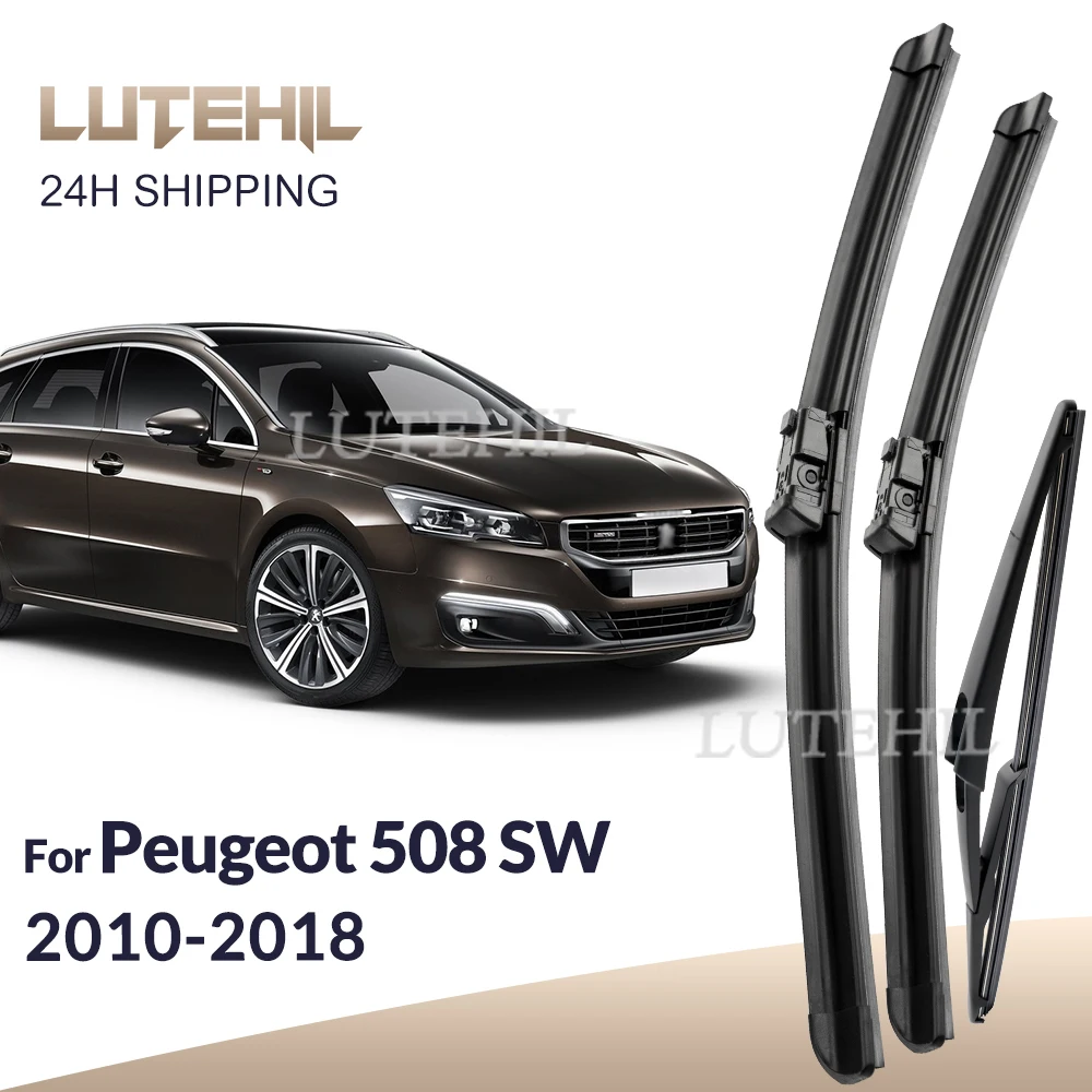 

LUTEHIL For Peugeot 508 SW MK1 2010-2018 2011 2012 2013 Wiper Front & Rear Wiper Blades Windshield Windscreen Window 26"+26"+12"