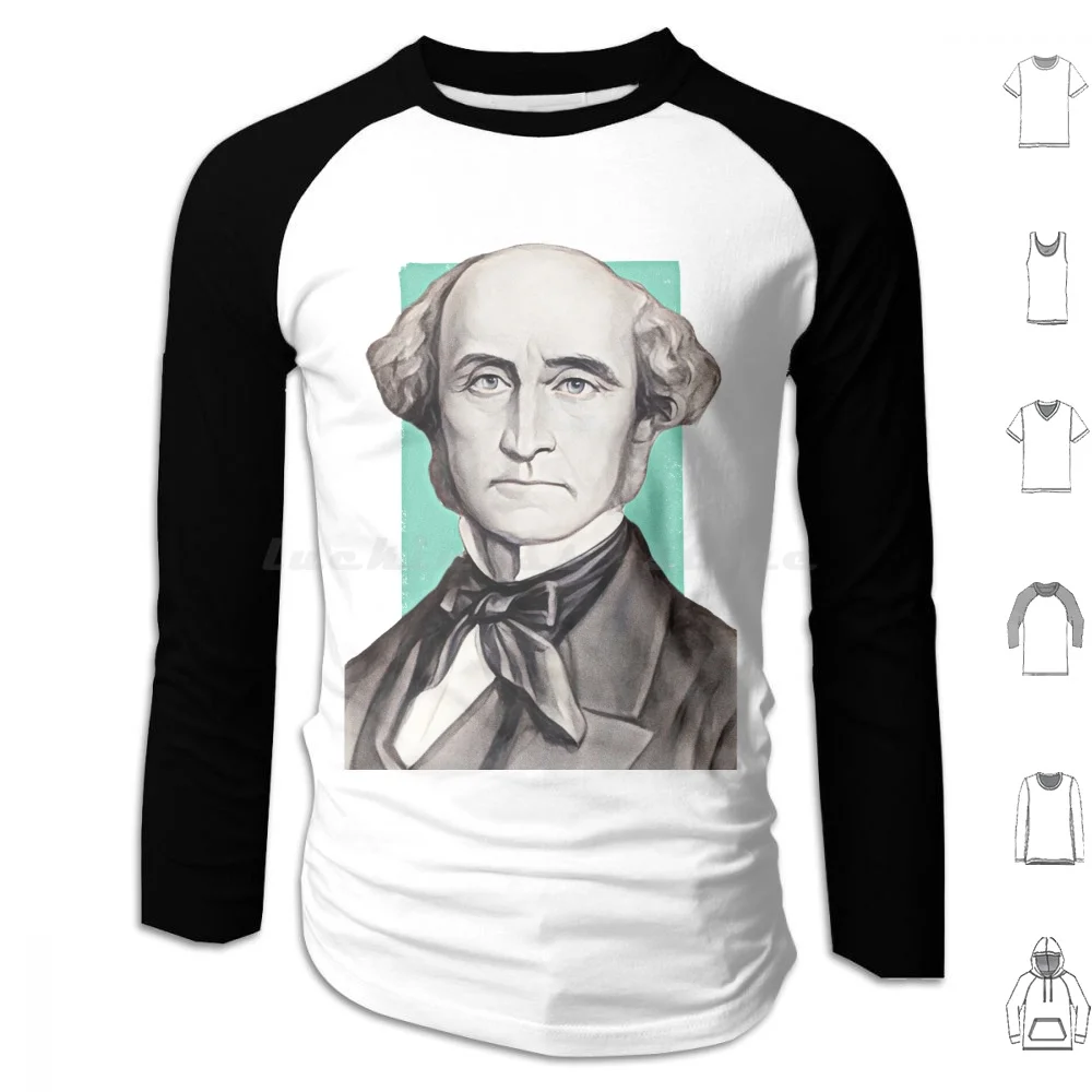 

English Philosopher John Stuart Mill Illustration Hoodie cotton Long Sleeve John Stuart Mill Mill English Philosophy