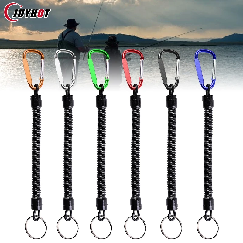 Tactical Retractable Spring Elastic Rope Outdoor Security Gear Tool Hiking Camping Anti-lost Keychain Carabiner Fishing Lanyard