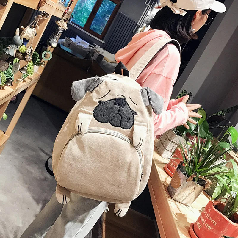 Mochila escolar bordada, campus escolar para meninas, harajuku, mochila moderna Ulzzang, mochila fofa de desenho animado de veludo