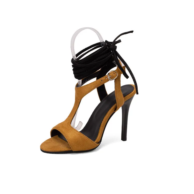 Sandali Cinturini Scarpe femminili di grandi dimensioni Grandi ragazze sexy Stiletto Velluto Moda Comfort Beige Basso in gomma Flock Roma Scandali Casua