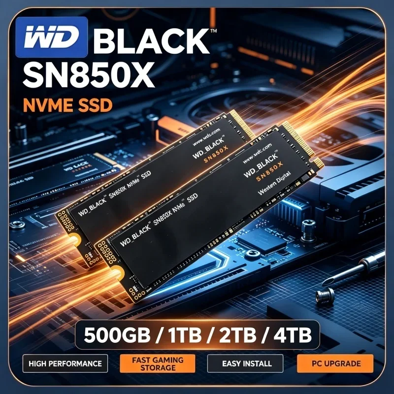 WD_BLACK SN850X Western Digital 1TB 2TB 4TB Gaming High Speed Drive M.2 2280 PCIe4.0 NVMe SSD For Desktop Laptop PC Upgrade