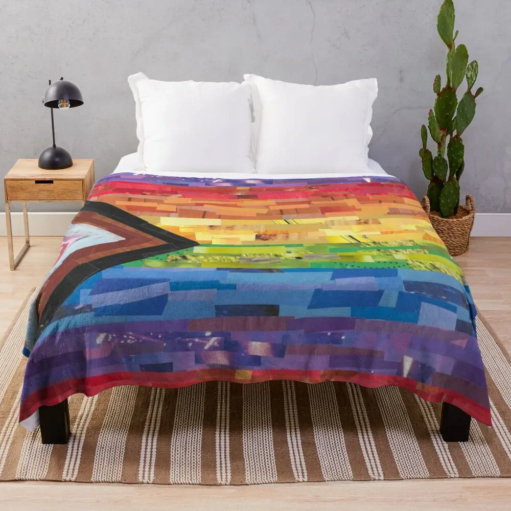 

Inclusive Pride Flag Throw Blanket Plush Bed Multi-Purpose bed plaid Blankets