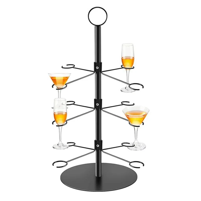 ABDJ-Supporto per albero da cocktail, espositore per degustazione di volo in bicchiere di vino per bevande, 3 livelli - 12 supporti per champagne, cocktail