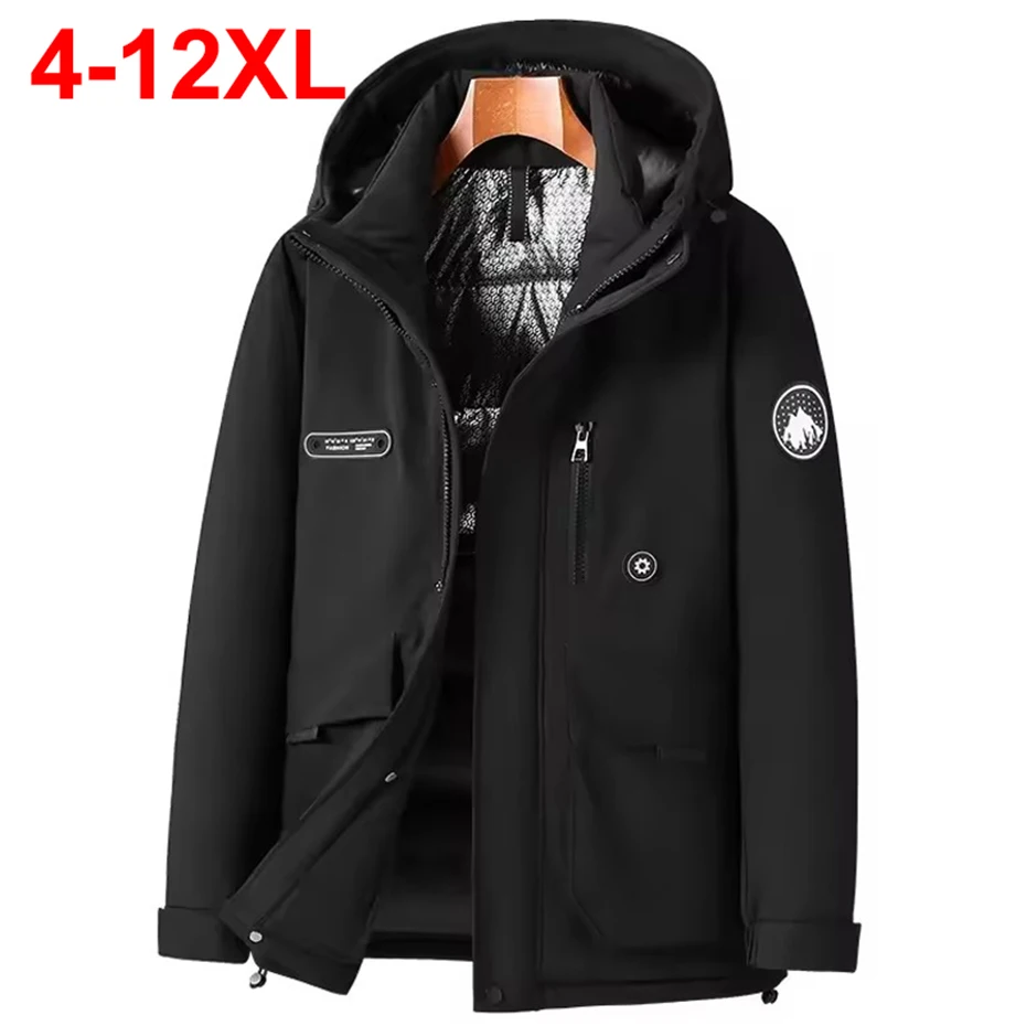 

Big Size Men Winter Jackets Hooded Warm Hooded Parkas Coat Male Thicken Warm Padded Jackets Outwear Plus Size 12XL