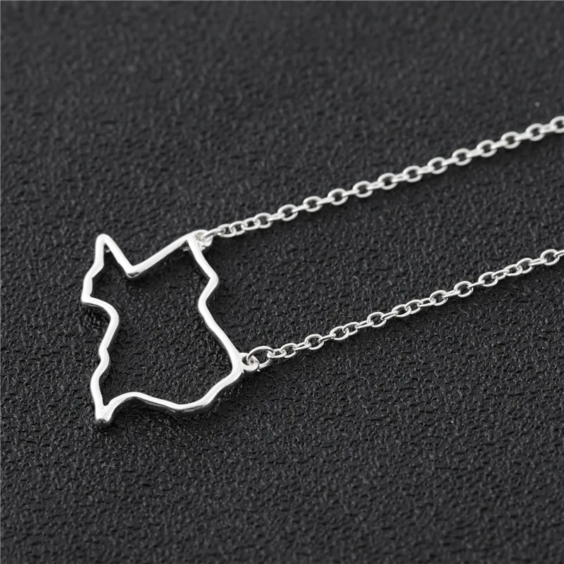 Texas State Map Necklace Hollow Outline Geography Hometown USA TX Texan Pendant Clavicle Chain Collar Choker for Women