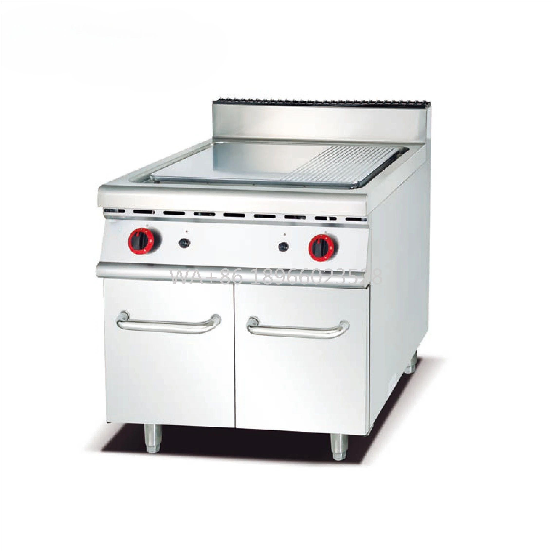 

Шкаф для пекарни, барбекю, коммерческая газовая сковорода, стойка из нержавеющей стали с плоской рифленой столешницей и местом для хранения