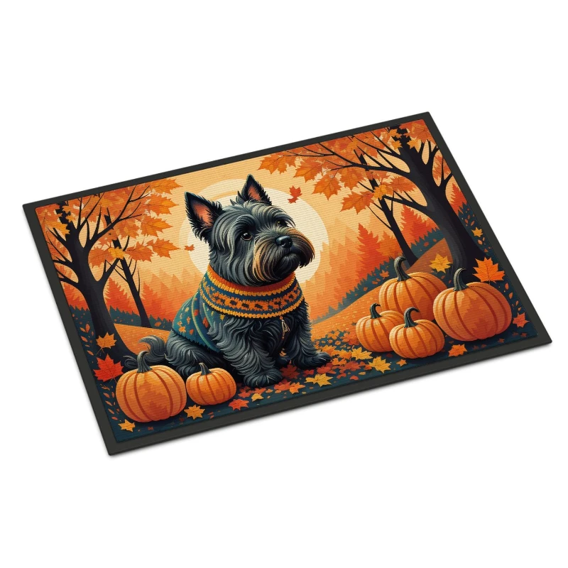

New Scottish Terrier Fall Door Mat - Non-Slip Durable Easy to Clean Washable Indoor Outdoor Entry Rug Perfect Housewarming Gift