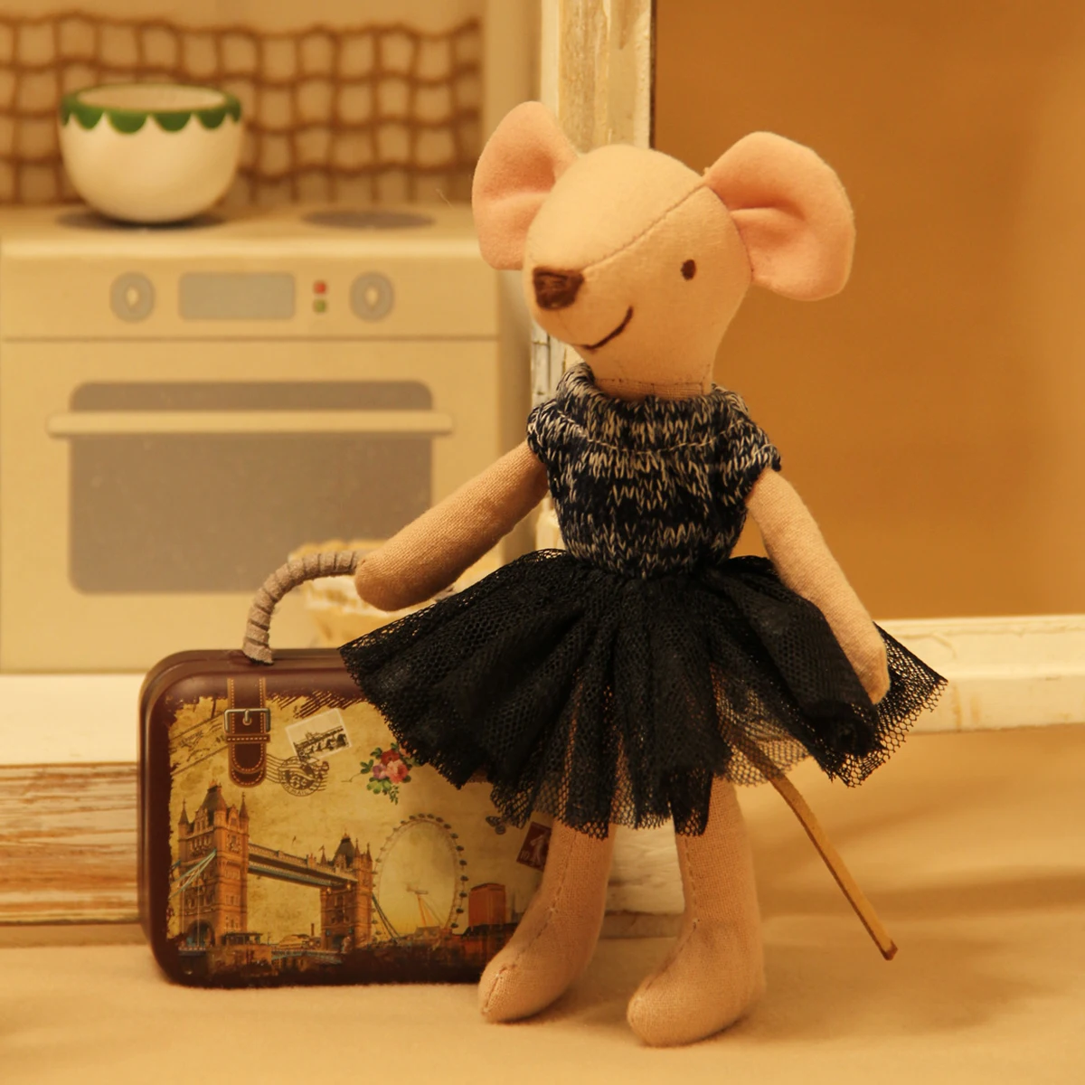 H-13 سنتيمتر اللعب منزل دمية الماوس مع تنورة دانتيل مناسبة ل Bjd Ob11 بيت الدمية الحلي مناسبة لهدايا عيد الأطفال هدايا عيد الميلاد