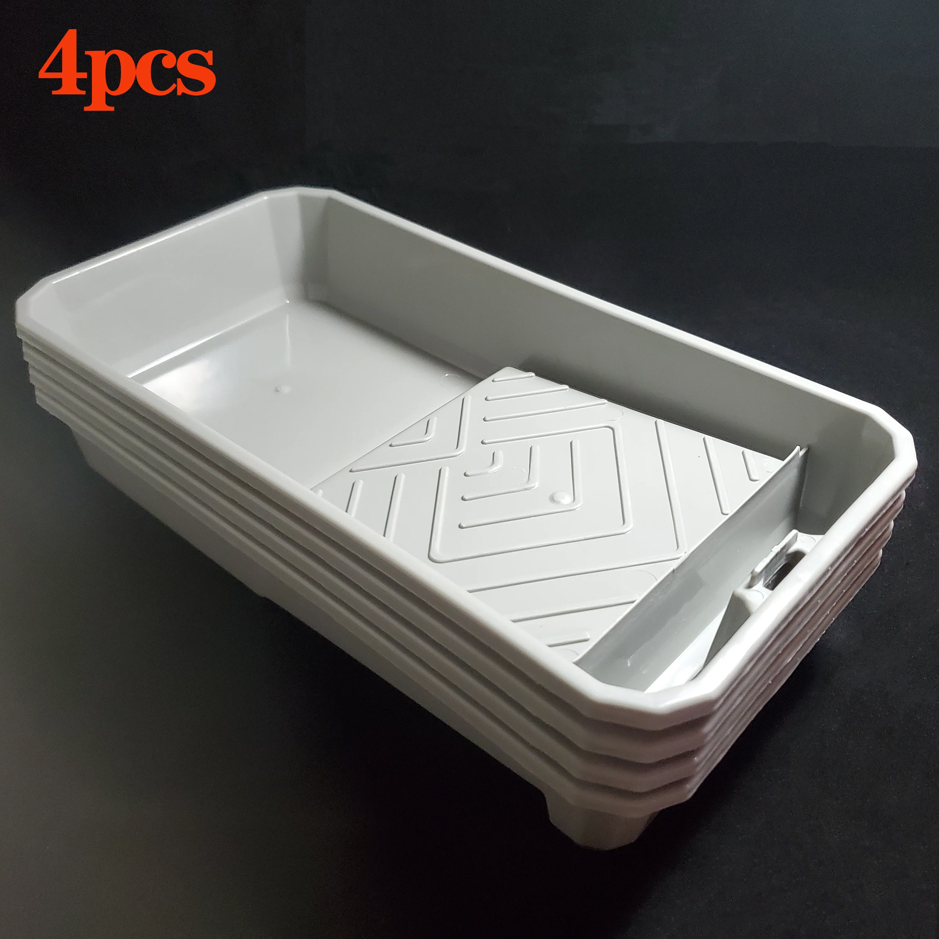 

4 штуки 4-дюймового пластикового подноса для краски, подноса для пигментов, утолщенного, прочного, для покраски небольших помещений, легко чистящийся инструмент «сделай сам»