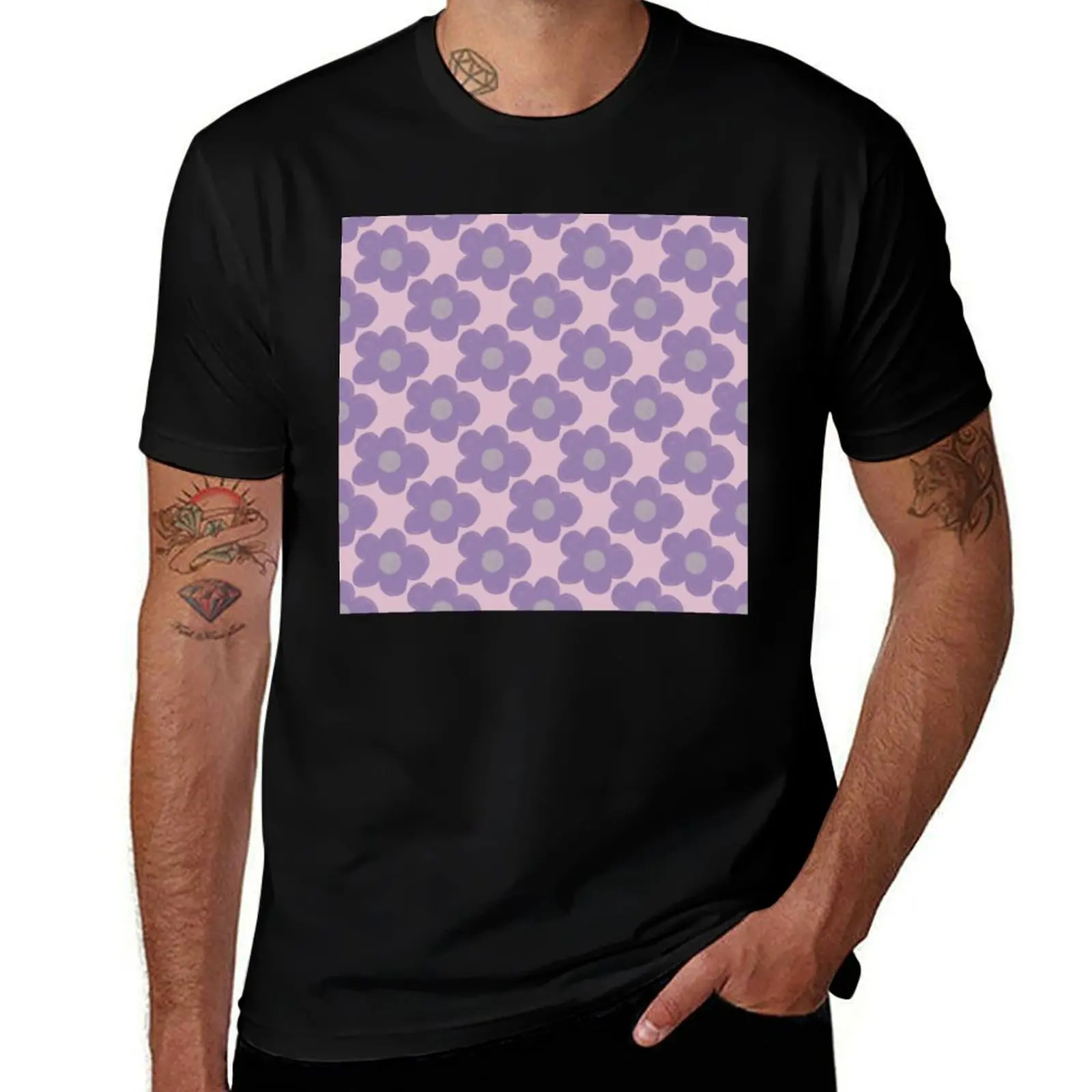 

Purple chalky flowers T-Shirt custom t shirt valentines boutique clothes Funny t-shirt football t shirt plain black t shirts men
