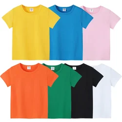 Solid Color Kids T-shirts 2-10 Years Children Casual Tops Tee Classic Color Blank Hand Drawn Advertising Shirts Dropshipping